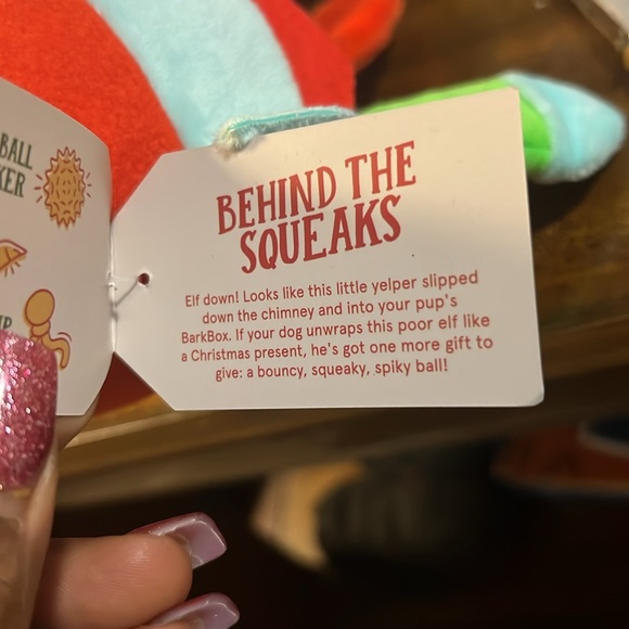 NWT Bark Box Elf Dog Toy Ball Inside Plush Squeaks - Size: Large - Christmas - Picture 5 of 6